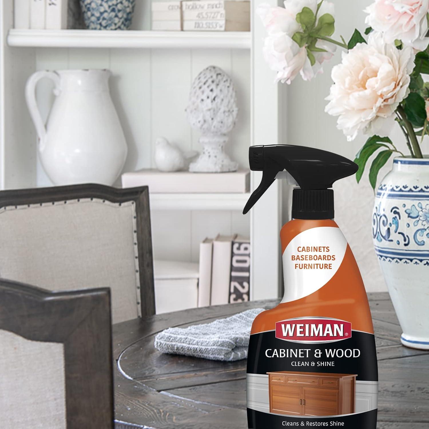 image:imageWeiman Cabinet amp Wood Clean amp Shine Spray Furniture Kitchen Cabinets Baseboard amp Trim Fresh Almond Scent Microfiber Cloth Included16 fl oz Pack of 2