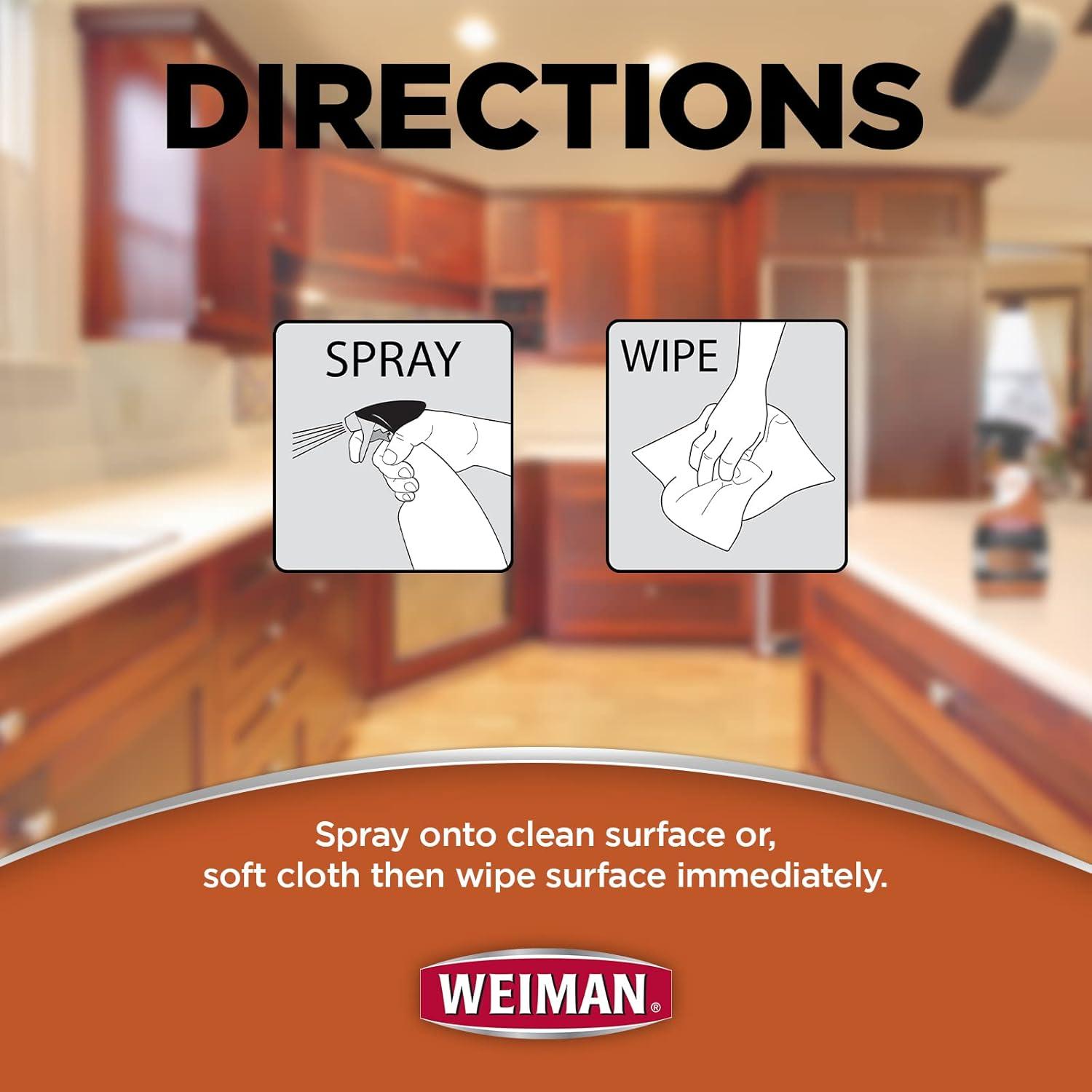 image:imageWeiman Cabinet amp Wood Clean amp Shine Spray Furniture Kitchen Cabinets Baseboard amp Trim Fresh Almond Scent Microfiber Cloth Included16 fl oz Pack of 2