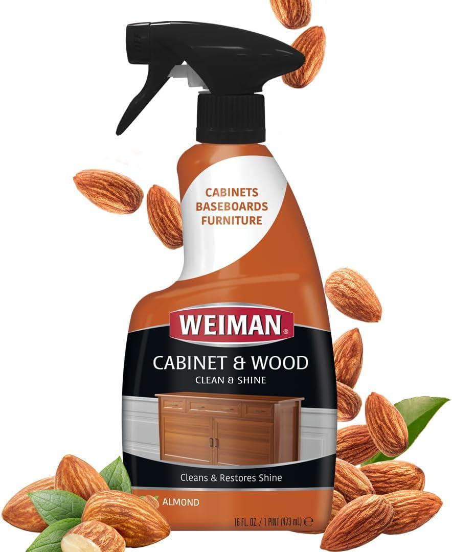 image:imageWeiman Cabinet amp Wood Clean amp Shine Spray Furniture Kitchen Cabinets Baseboard amp Trim Fresh Almond Scent Microfiber Cloth Included16 fl oz Pack of 2