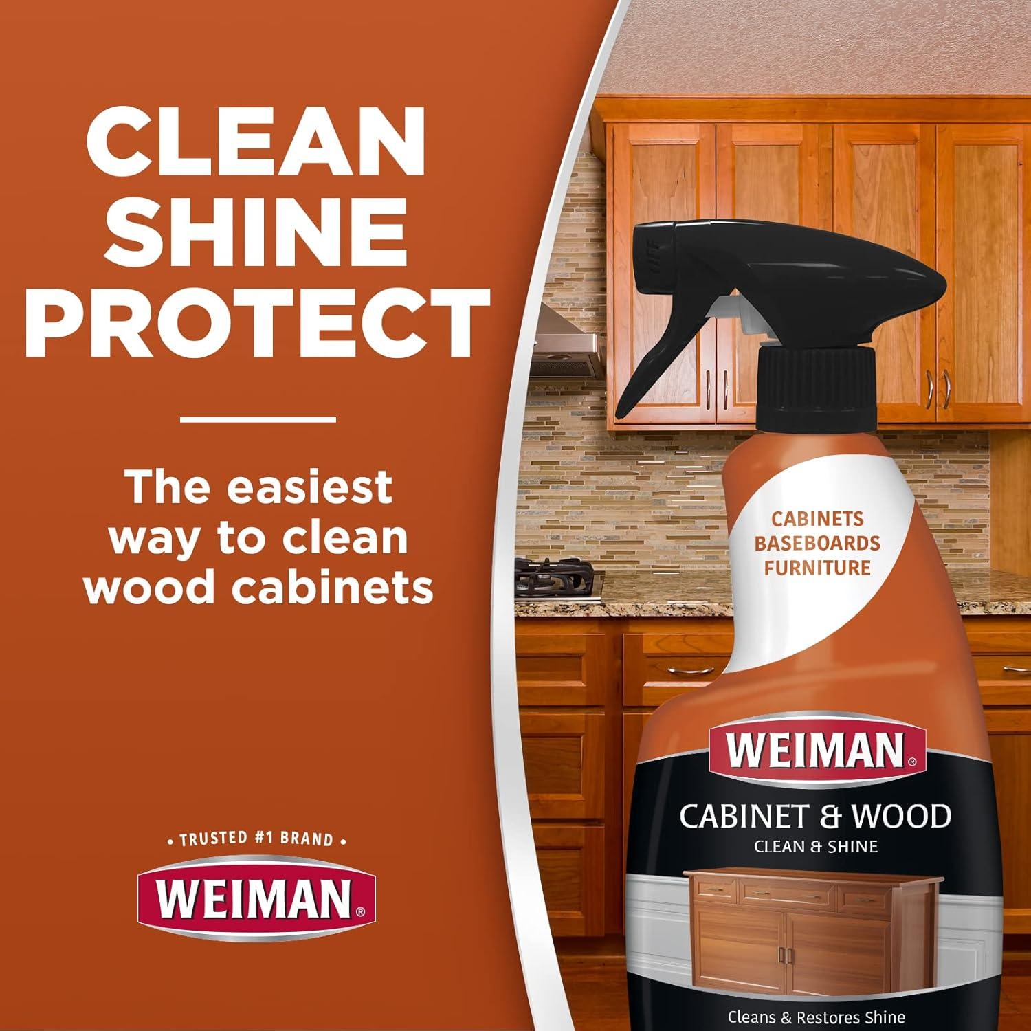 image:imageWeiman Cabinet amp Wood Clean amp Shine Spray Furniture Kitchen Cabinets Baseboard amp Trim Fresh Almond Scent Microfiber Cloth Included16 fl oz Pack of 2