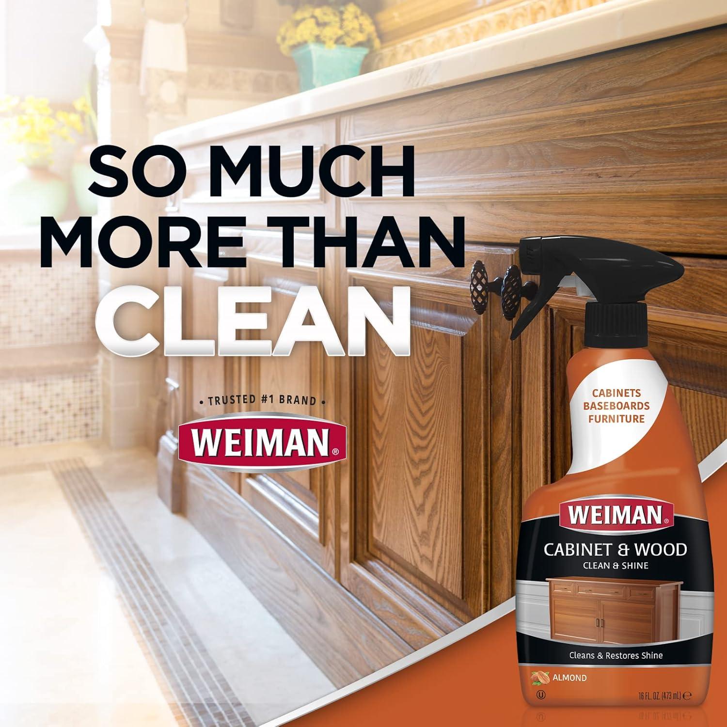 image:imageWeiman Cabinet amp Wood Clean amp Shine Spray Furniture Kitchen Cabinets Baseboard amp Trim Fresh Almond Scent Microfiber Cloth Included16 fl oz Pack of 2