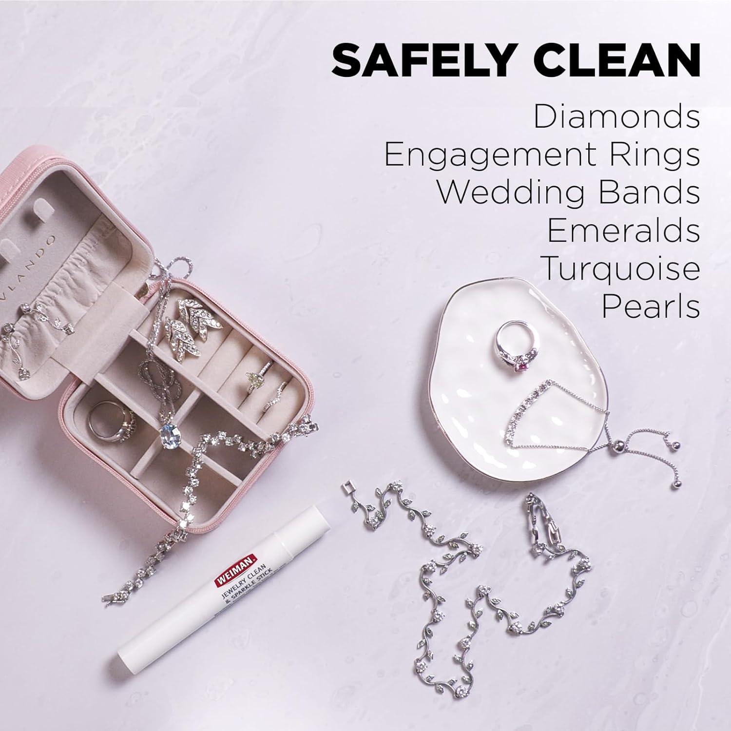 image:imageWeiman Fine Jewelry Cleaner Liquid with Cleaning Brush Restores Shine amp Brilliance to Gold Platinum Precious Gemstones amp Diamond Jewelry 6 OzPack of 2