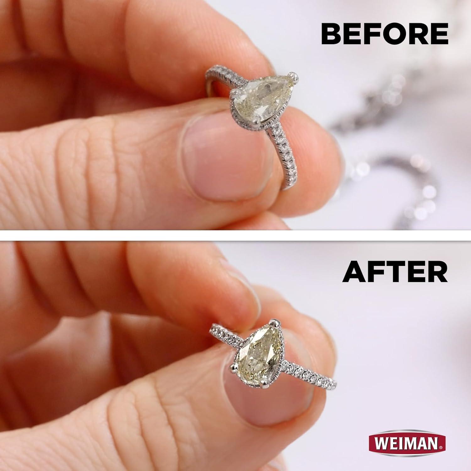 image:imageWeiman Fine Jewelry Cleaner Liquid with Cleaning Brush Restores Shine amp Brilliance to Gold Platinum Precious Gemstones amp Diamond Jewelry 6 OzPack of 1