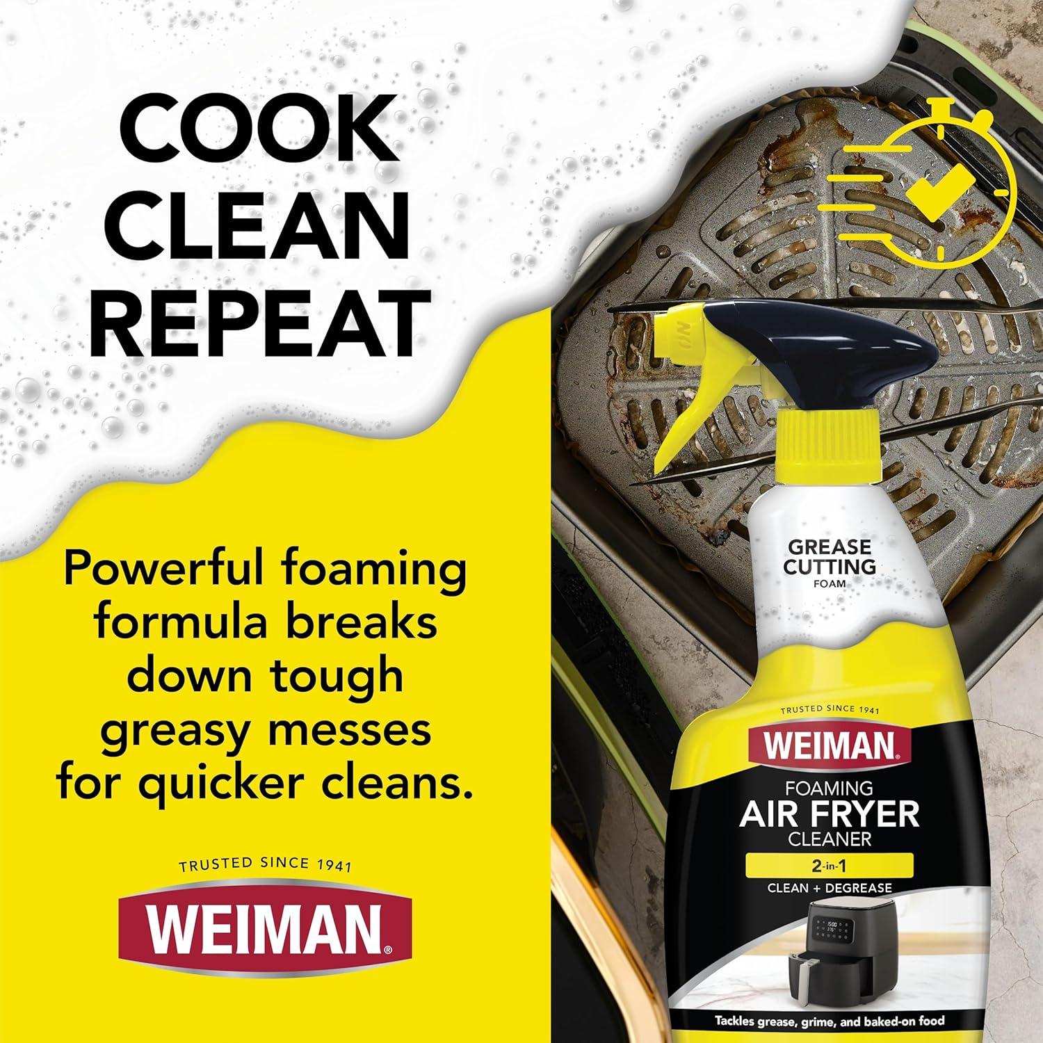 image:imageWeiman Foaming Air Fryer Cleaning Kit Cleaner amp Degreaser for Ceramic Baskets amp Trays Removes Grease Grime Oil amp BakedOn Food Includes NonAbrasive Sponge FastActing ResidueFree 14 oz