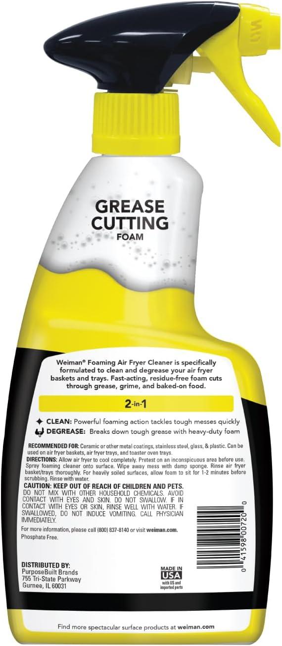 image:imageWeiman Foaming Air Fryer Cleaning Kit Cleaner amp Degreaser for Ceramic Baskets amp Trays Removes Grease Grime Oil amp BakedOn Food Includes NonAbrasive Sponge FastActing ResidueFree 14 oz