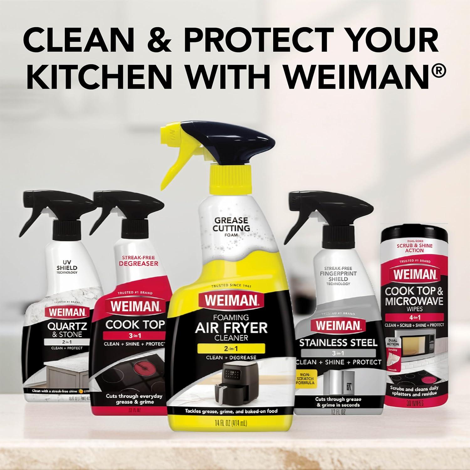 image:imageWeiman Foaming Air Fryer Cleaning Kit Cleaner amp Degreaser for Ceramic Baskets amp Trays Removes Grease Grime Oil amp BakedOn Food Includes NonAbrasive Sponge FastActing ResidueFree 14 oz