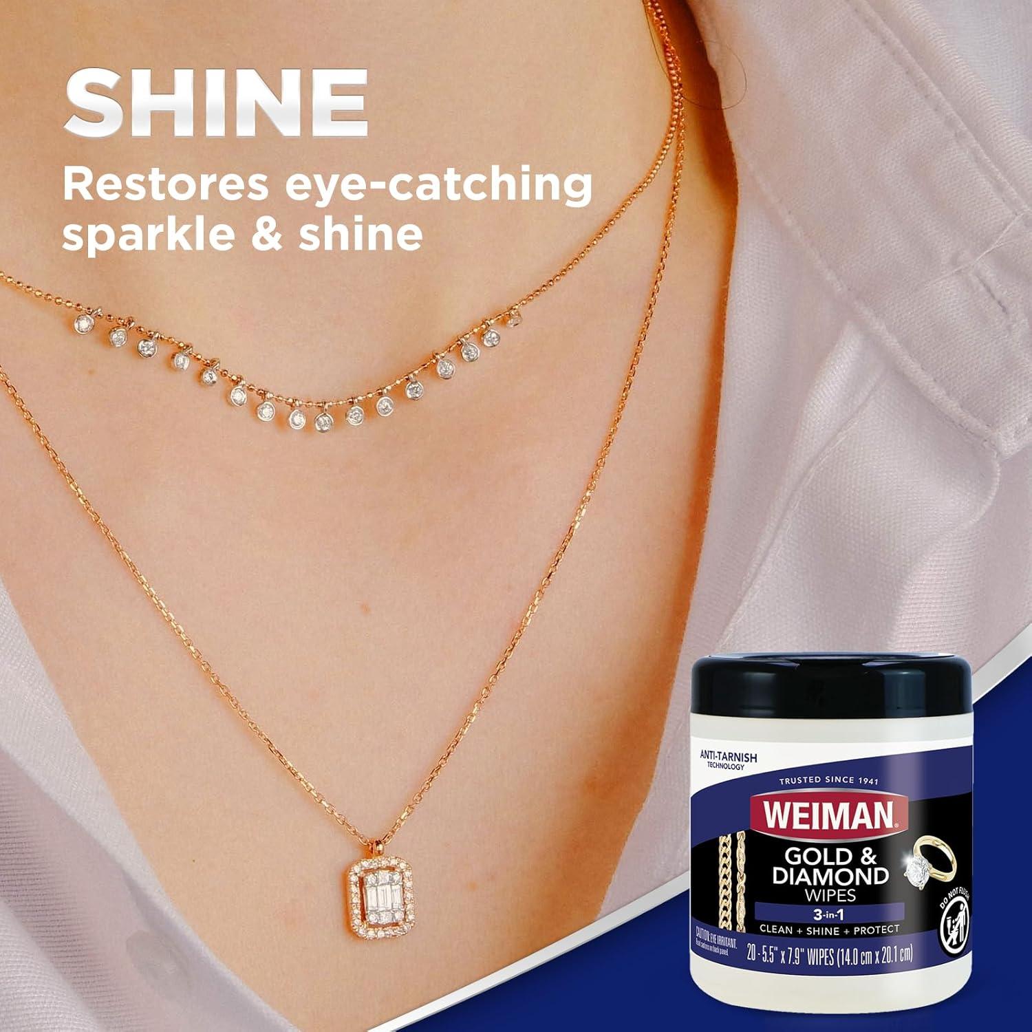 image:imageWeiman Gold amp Diamond 3in1 Wipes The Premium Jewelry Cleaner Removes Tarnish and Dirt Restores amp Protect Sparkle and Shine EasytoUse Wipes Safe for Silver Platinum Gemstone Titanium