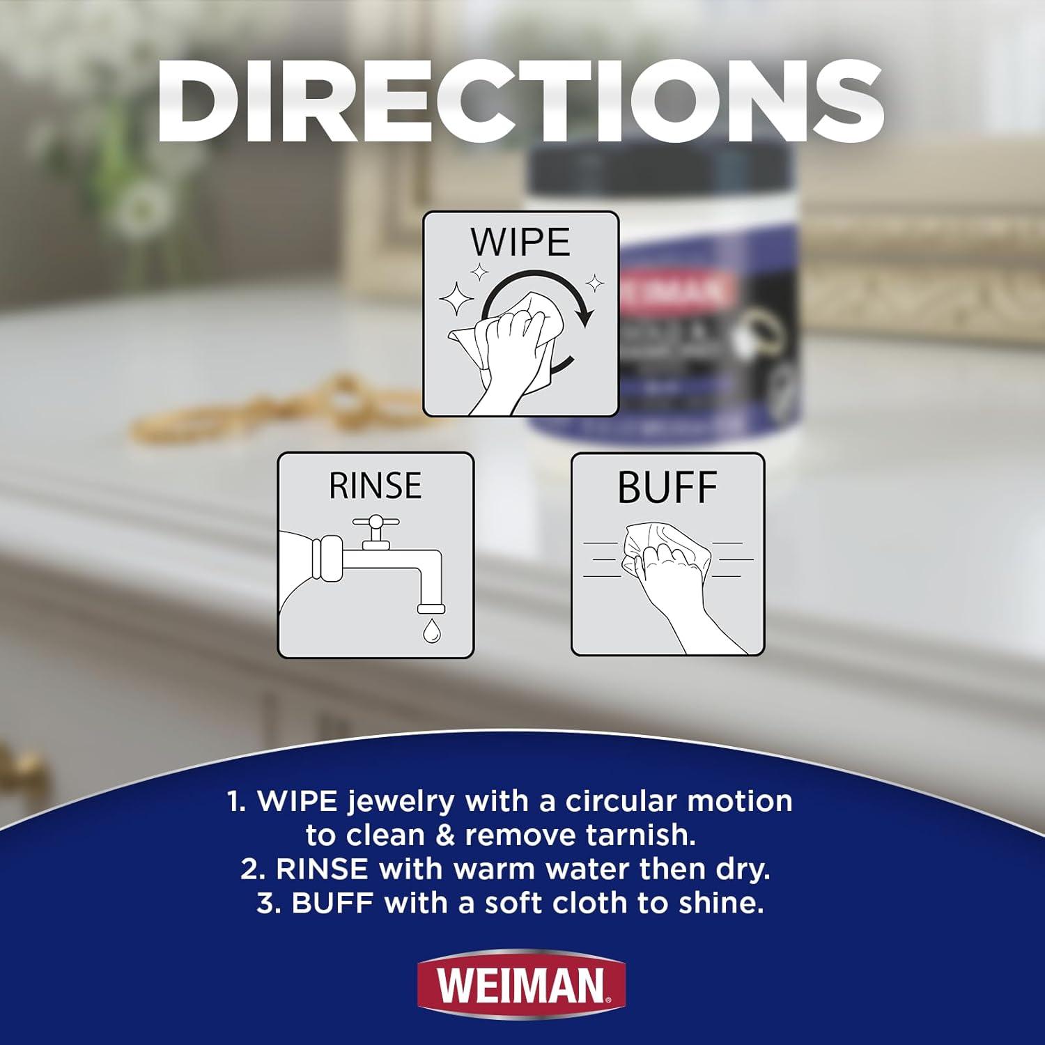 image:imageWeiman Gold amp Diamond 3in1 Wipes The Premium Jewelry Cleaner Removes Tarnish and Dirt Restores amp Protect Sparkle and Shine EasytoUse Wipes Safe for Silver Platinum Gemstone Titanium