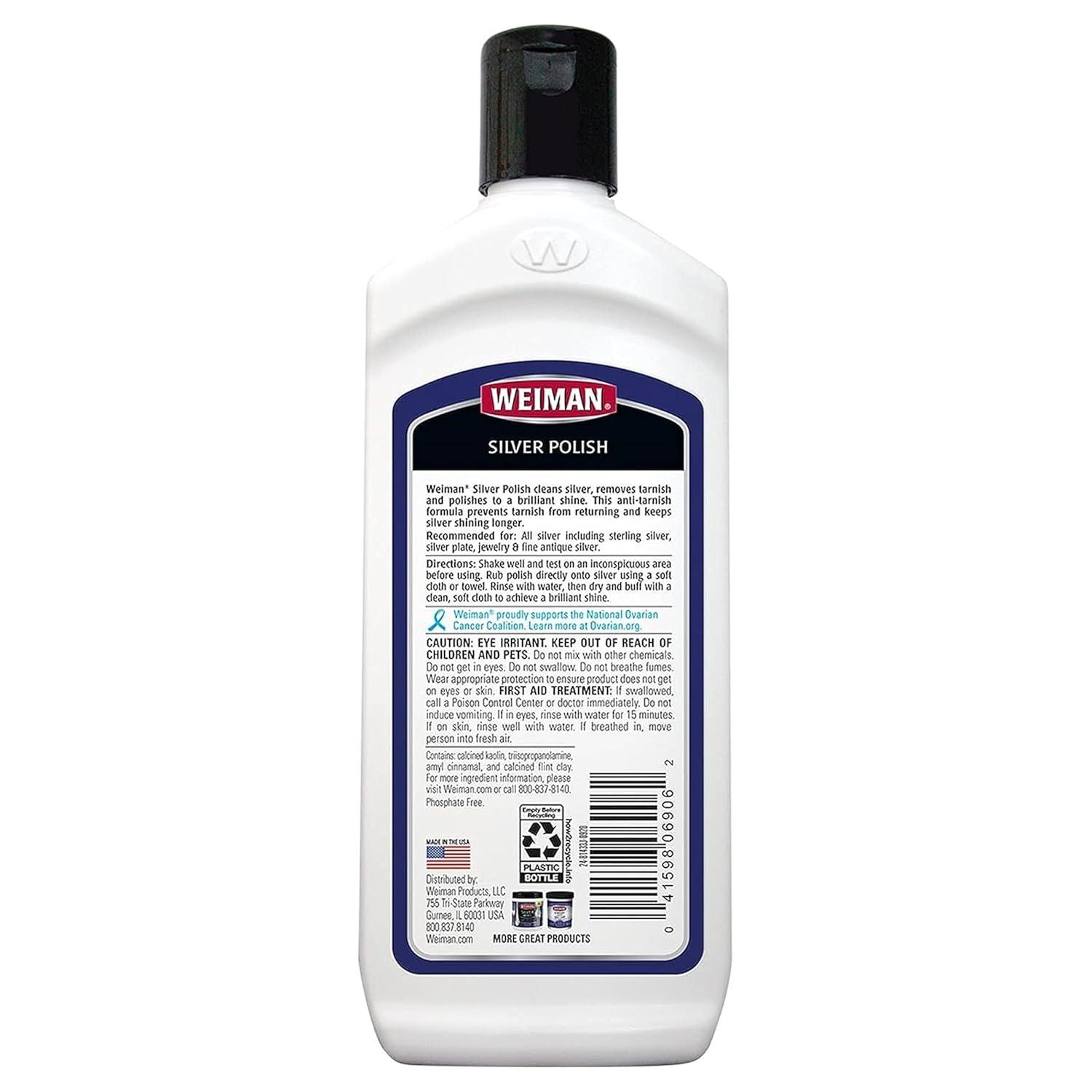 image:imageWeiman Silver Cream Cleaner 3in1 AntiTarnish Technology Safely Clean Polish Shine amp Restore Removes amp Prevent Tarnish 8 Oz with Jewelry Polishing Cloth8 Fl Oz Pack of 2