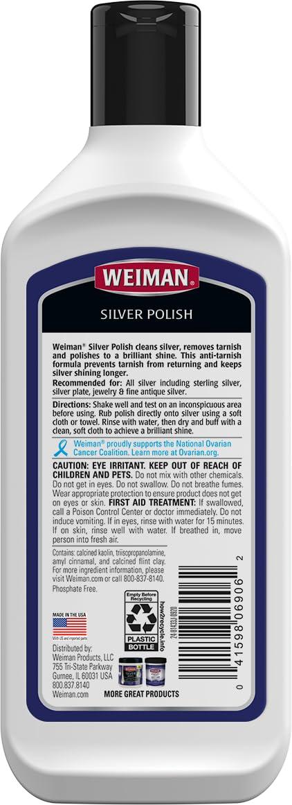 image:imageWeiman Silver Cream Cleaner 3in1 AntiTarnish Technology Safely Clean Polish Shine amp Restore Removes amp Prevent Tarnish 8 Oz with Jewelry Polishing Cloth8 Fl Oz Pack of 6