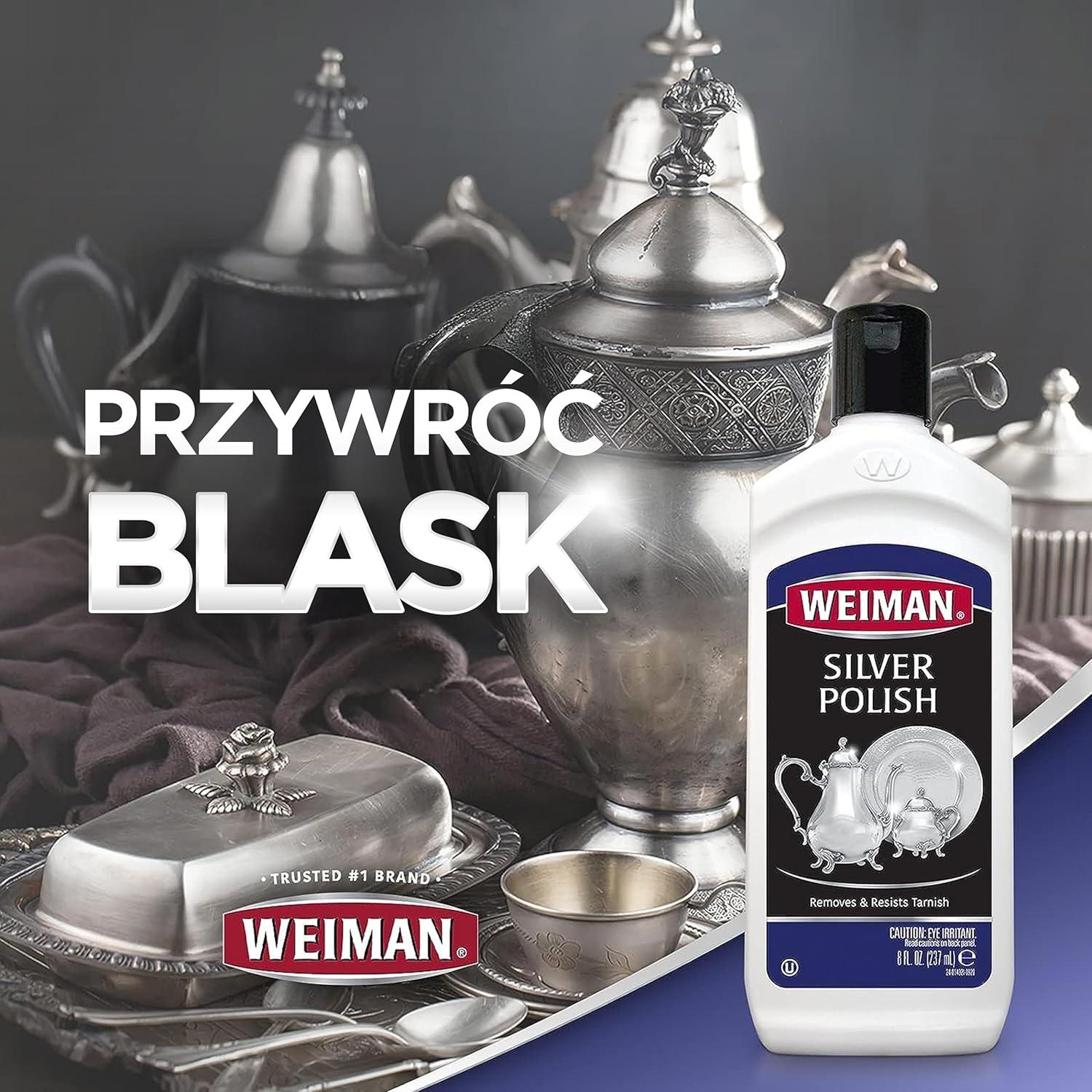 image:imageWeiman Silver Cream Cleaner 3in1 AntiTarnish Technology Safely Clean Polish Shine amp Restore Removes amp Prevent Tarnish 8 Oz with Jewelry Polishing Cloth8 Fl Oz Pack of 1