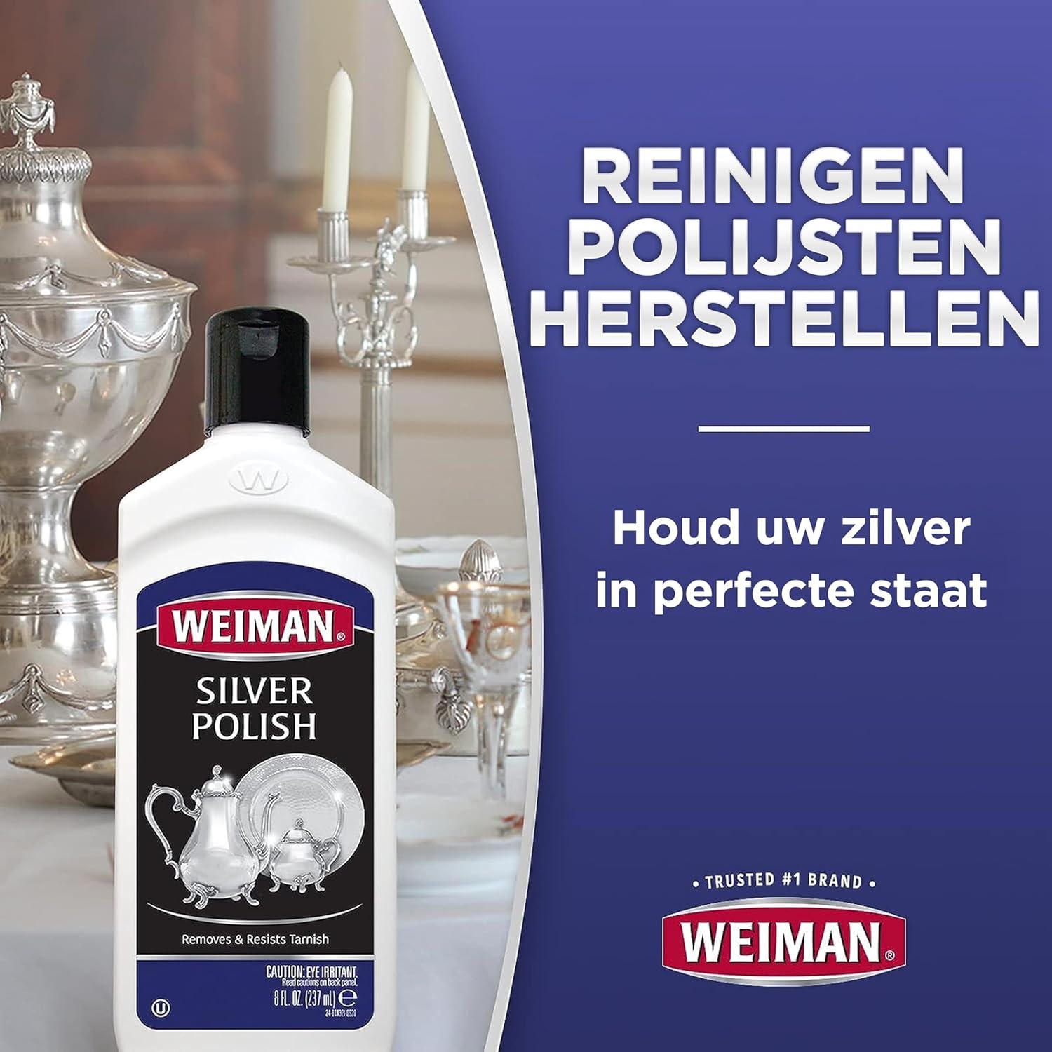 image:imageWeiman Silver Cream Cleaner 3in1 AntiTarnish Technology Safely Clean Polish Shine amp Restore Removes amp Prevent Tarnish 8 Oz with Jewelry Polishing Cloth8 Fl Oz Pack of 2