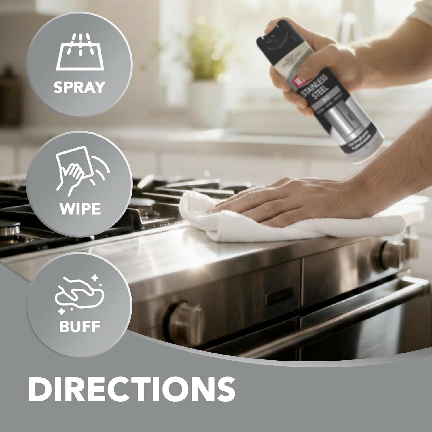 image:imageWeiman Stainless Steel Cleaner amp Polish 2 Pack Aerosol Anti Fingerprint Spray Stainless Steel Cloth Water Spots amp Grease No Streaks or Residue Safe for Metal Polish Chrome Appliances amp Sinks34 Ounce Pack of 1
