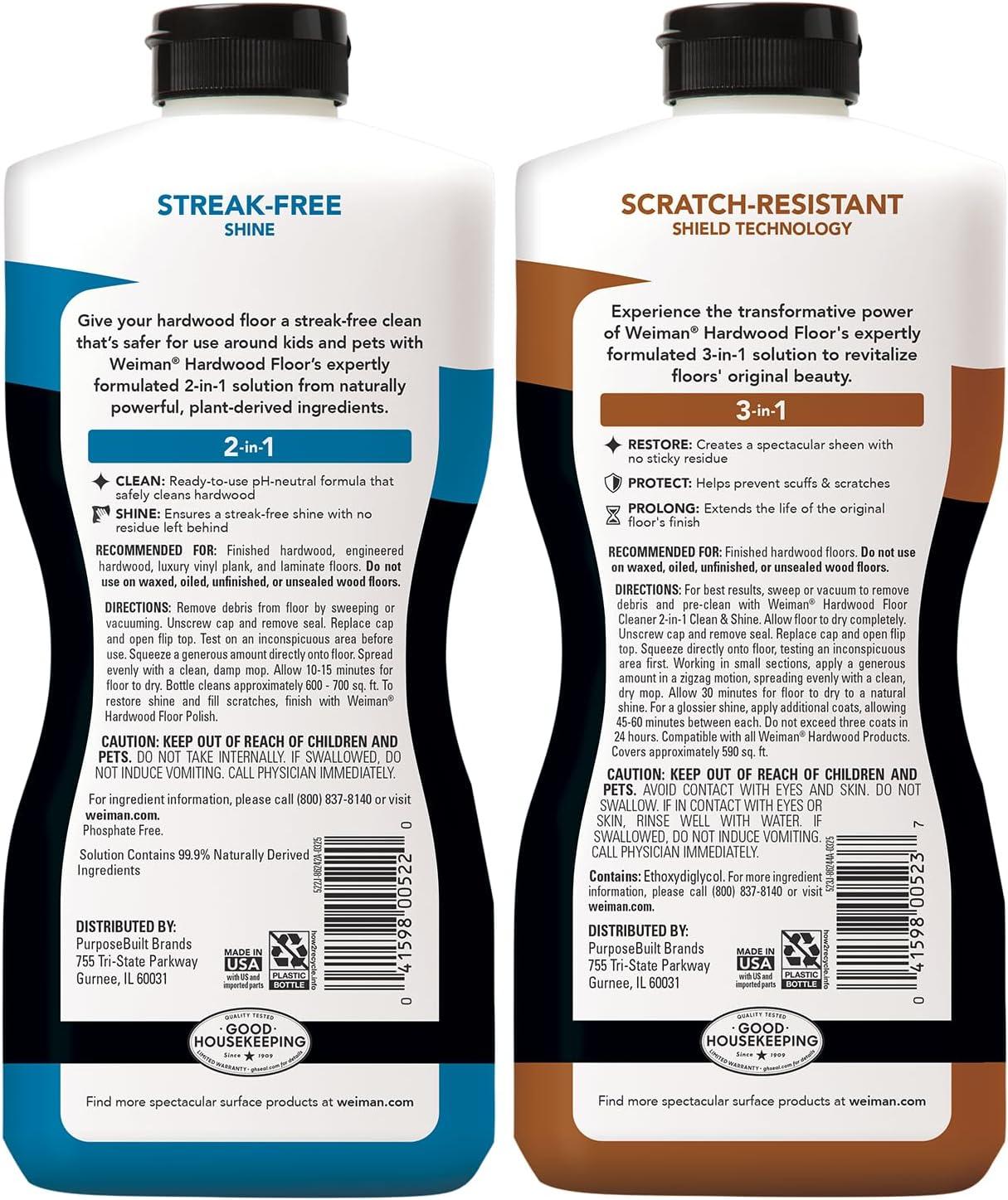 image:imageWeiman Wood Floor Polish and Restorer 32 Oz 3PC Bundle HighTraffic Hardwood Floor Natural Shine Removes Scratches Leaves Protective Layer32 Oz Cleaner Polisher