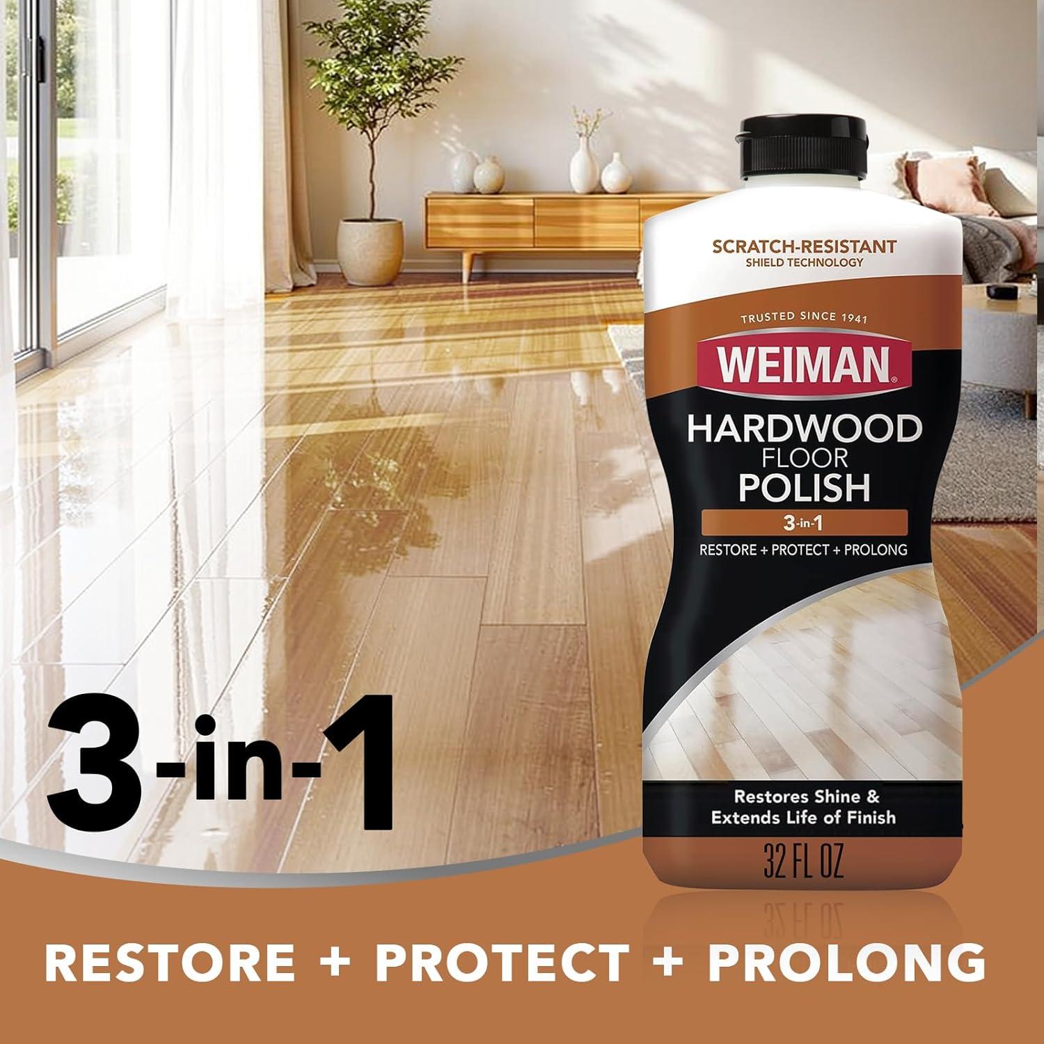 image:imageWeiman Wood Floor Polish and Restorer 32 Oz 3PC Bundle HighTraffic Hardwood Floor Natural Shine Removes Scratches Leaves Protective Layer32 Oz Polisher 1 Pack