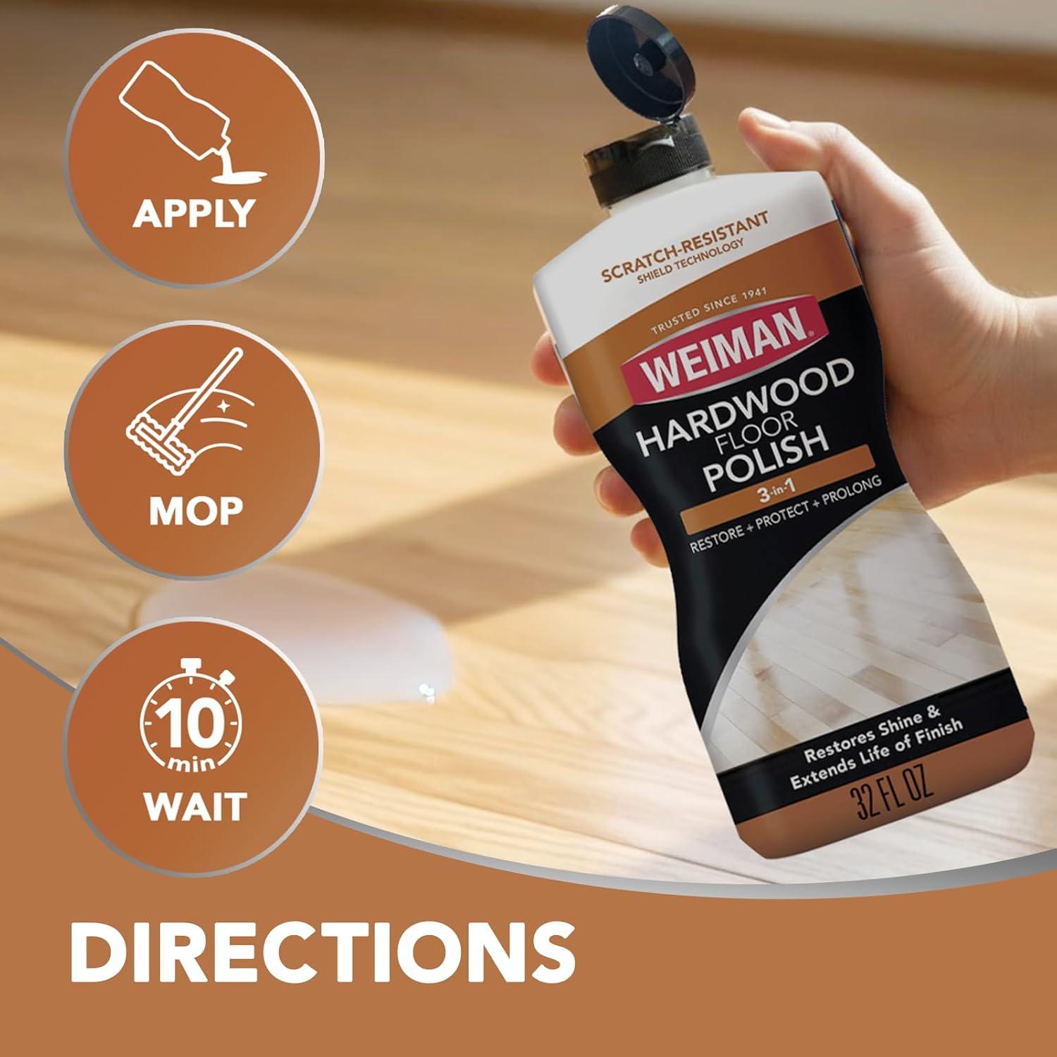 image:imageWeiman Wood Floor Polish and Restorer 32 Oz 3PC Bundle HighTraffic Hardwood Floor Natural Shine Removes Scratches Leaves Protective Layer32 Oz Polisher 1 Pack