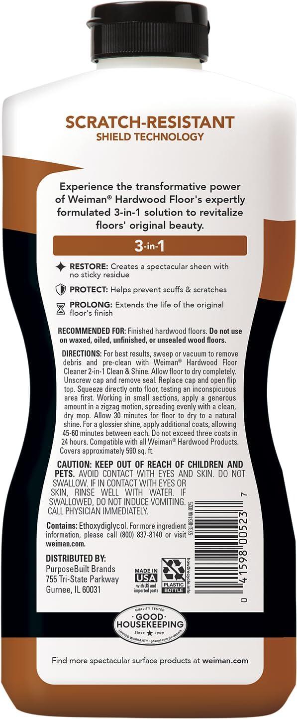 image:imageWeiman Wood Floor Polish and Restorer 32 Oz 3PC Bundle HighTraffic Hardwood Floor Natural Shine Removes Scratches Leaves Protective Layer32 Oz Polisher 1 Pack
