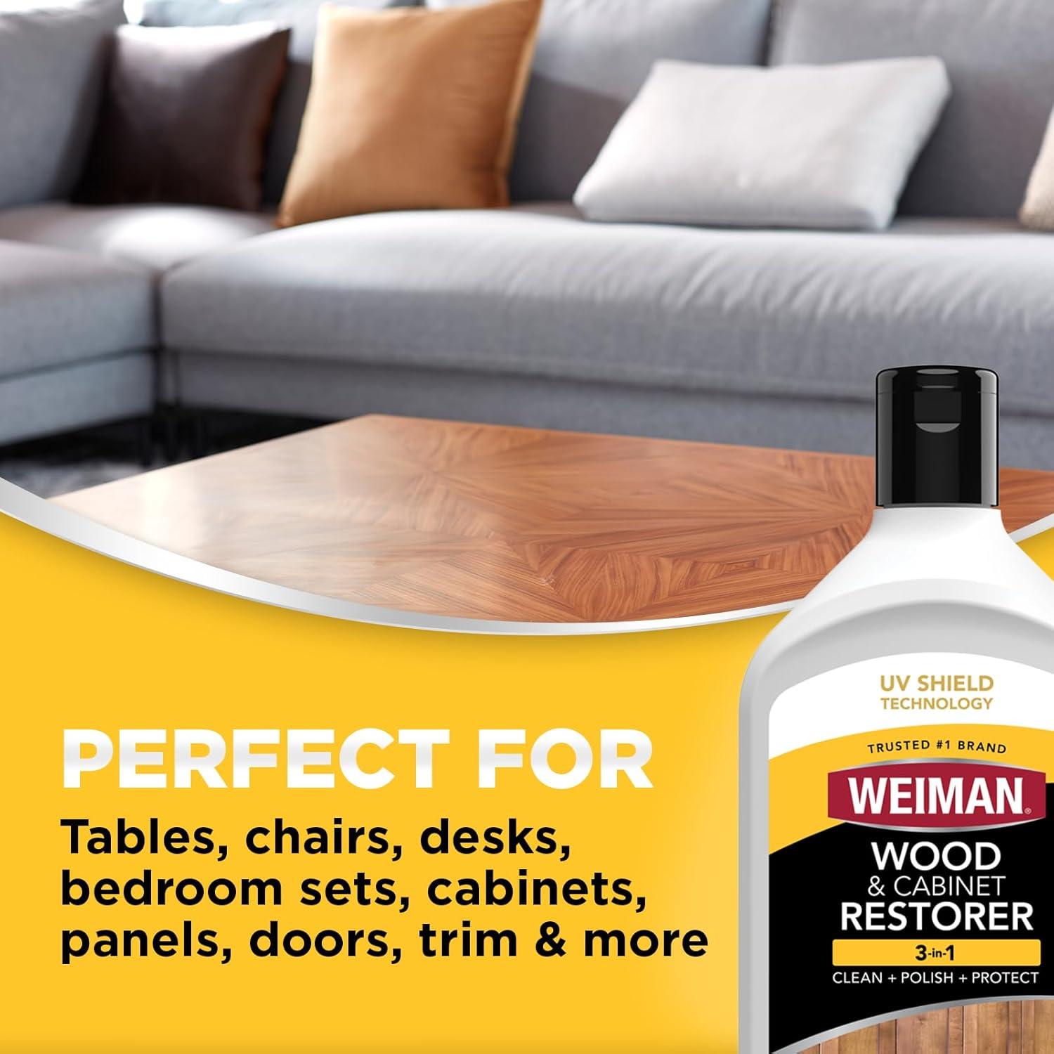 image:imageWeiman Wood and Cabinet Restorer 3In1 Bundle Removes Dirt Residue Dust Reduces Scratches Restore Shine Prevent Fading UV Shield Technology Safe for Antique Wood Tables Chairs CabinetsWood Restorer Kit