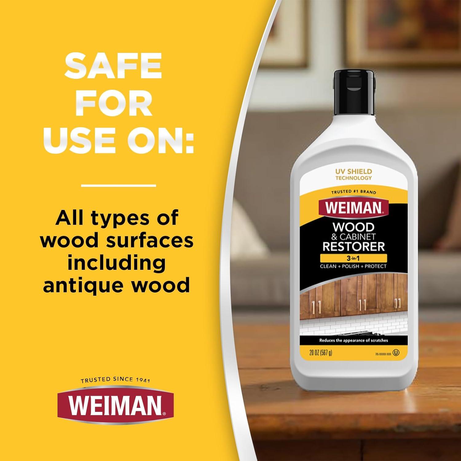 image:imageWeiman Wood and Cabinet Restorer 3In1 Bundle Removes Dirt Residue Dust Reduces Scratches Restore Shine Prevent Fading UV Shield Technology Safe for Antique Wood Tables Chairs CabinetsWood Restorer Kit