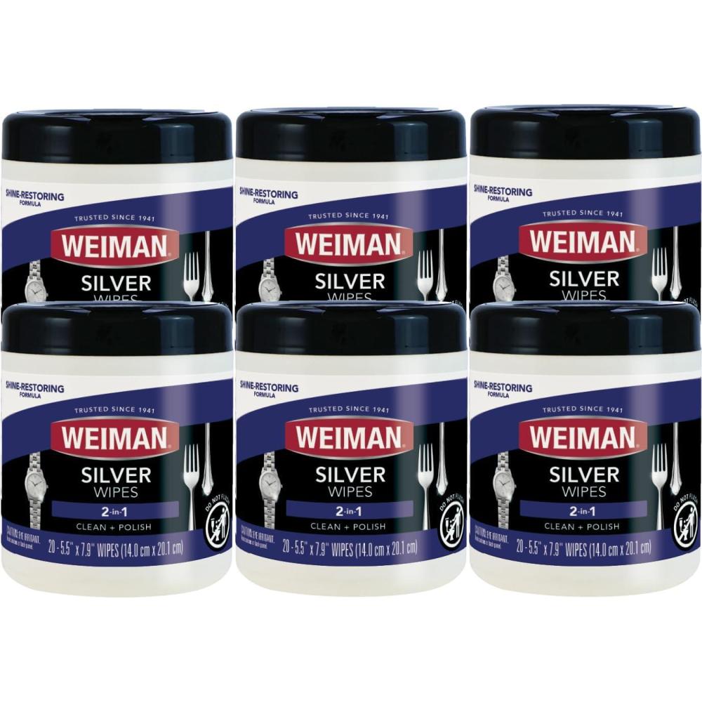 image:imageWeiman Jewelry Polish Cleaner Tarnish Remover Wipes 40 Count Use on Silver Jewelry Antique Silver Gold Brass Copper and Aluminum120 Count