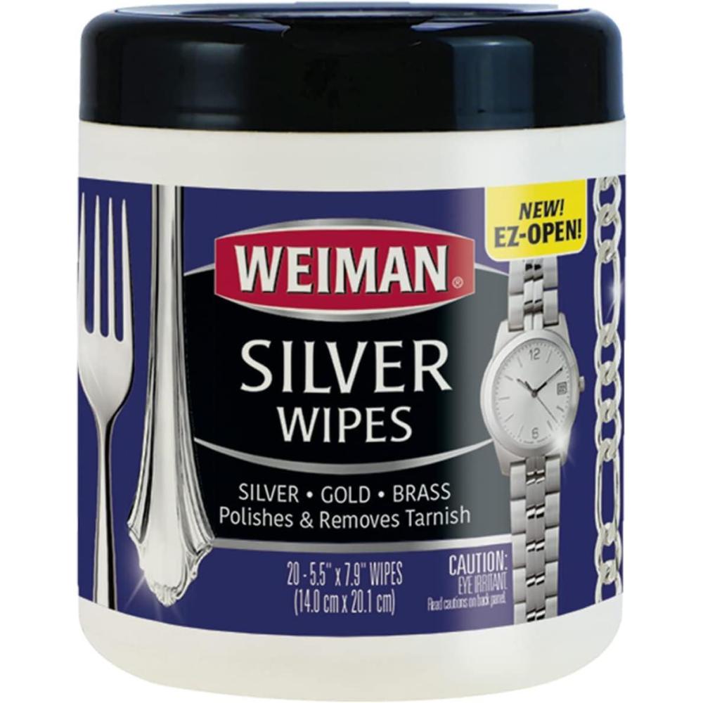 image:imageWeiman Jewelry Polish Cleaner Tarnish Remover Wipes 40 Count Use on Silver Jewelry Antique Silver Gold Brass Copper and Aluminum20 Count