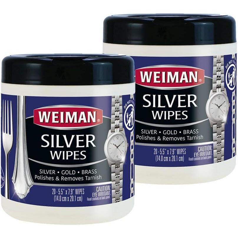 image:imageWeiman Jewelry Polish Cleaner Tarnish Remover Wipes 40 Count Use on Silver Jewelry Antique Silver Gold Brass Copper and Aluminum40 Count