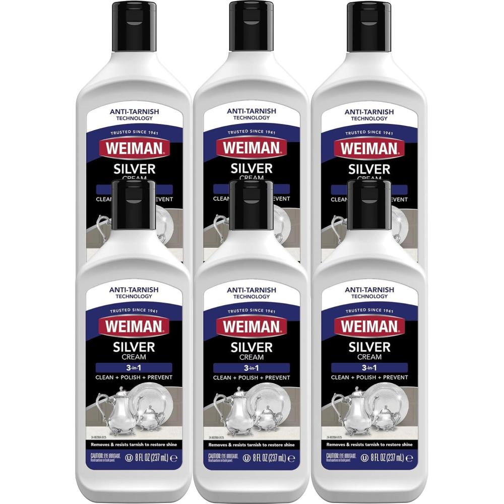 image:imageWeiman Silver Cream Cleaner 3in1 AntiTarnish Technology Safely Clean Polish Shine amp Restore Removes amp Prevent Tarnish 8 Oz with Jewelry Polishing Cloth8 Fl Oz Pack of 6