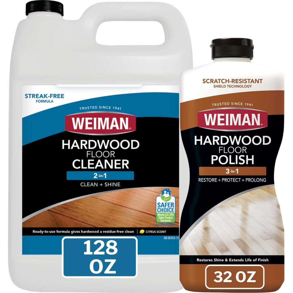 image:imageWeiman Wood Floor Polish and Restorer 32 Oz 3PC Bundle HighTraffic Hardwood Floor Natural Shine Removes Scratches Leaves Protective Layer128 Oz Cleaner 32 Oz Polisher