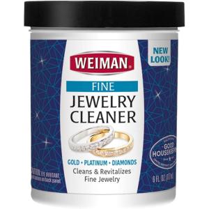 Weiman Fine Jewelry Cleaner Liquid with Cleaning Brush – Restores Shine & Brilliance to Gold, Platinum, Precious Gemstones & Diamond Jewelry, 6 Oz(6 Fl Oz (Pack of 1))