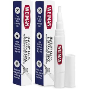Weiman Fine Jewelry Cleaner Liquid with Cleaning Brush – Restores Shine & Brilliance to Gold, Platinum, Precious Gemstones & Diamond Jewelry, 6 Oz((Pack of 2))