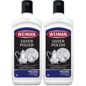 Weiman Silver Cream Cleaner 3-in-1, Anti-Tarnish Technology, Safely Clean, Polish, Shine & Restore, Removes & Prevent Tarnish, 8 Oz with Jewelry Polishing Cloth(8 Fl Oz (Pack of 2))