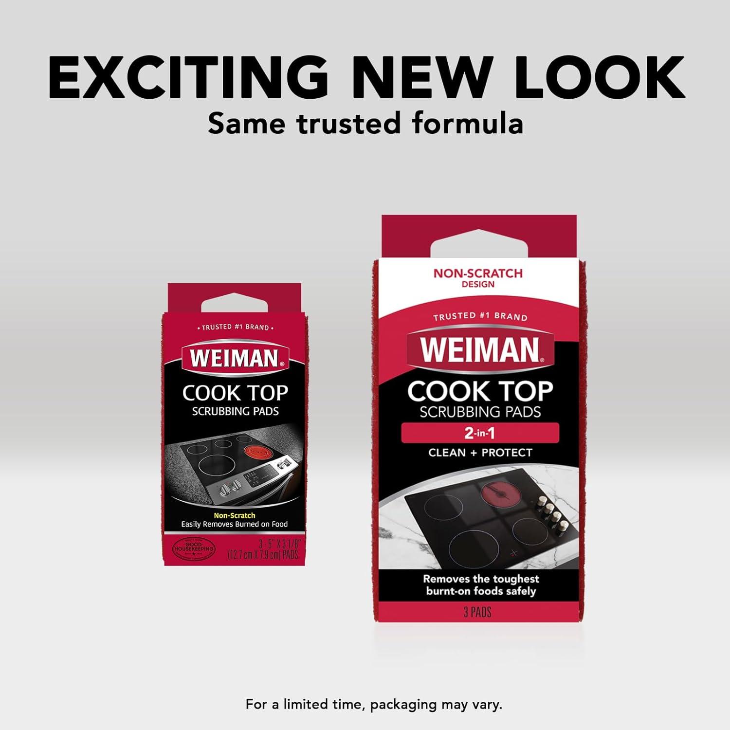 image:imageWeiman Cook Top Scrubbing Pads 3 Count 2 Pack Cuts Through the Toughest Stains Scrubbing Pads Carefully Wipe Away Residue