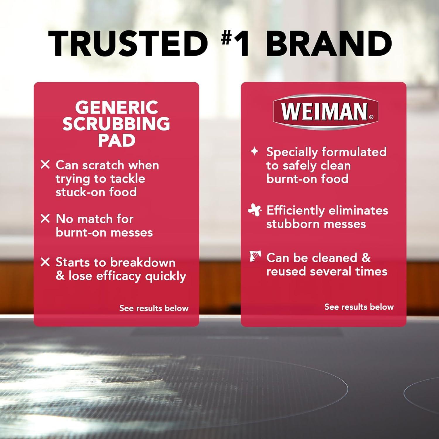 image:imageWeiman Cook Top Scrubbing Pads 3 Count 2 Pack Cuts Through the Toughest Stains Scrubbing Pads Carefully Wipe Away Residue