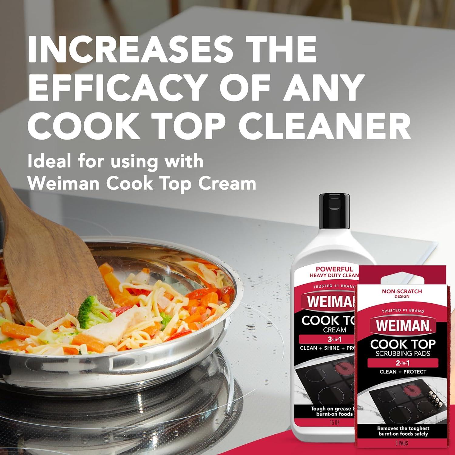 image:imageWeiman Cook Top Scrubbing Pads 3 Count 2 Pack Cuts Through the Toughest Stains Scrubbing Pads Carefully Wipe Away Residue