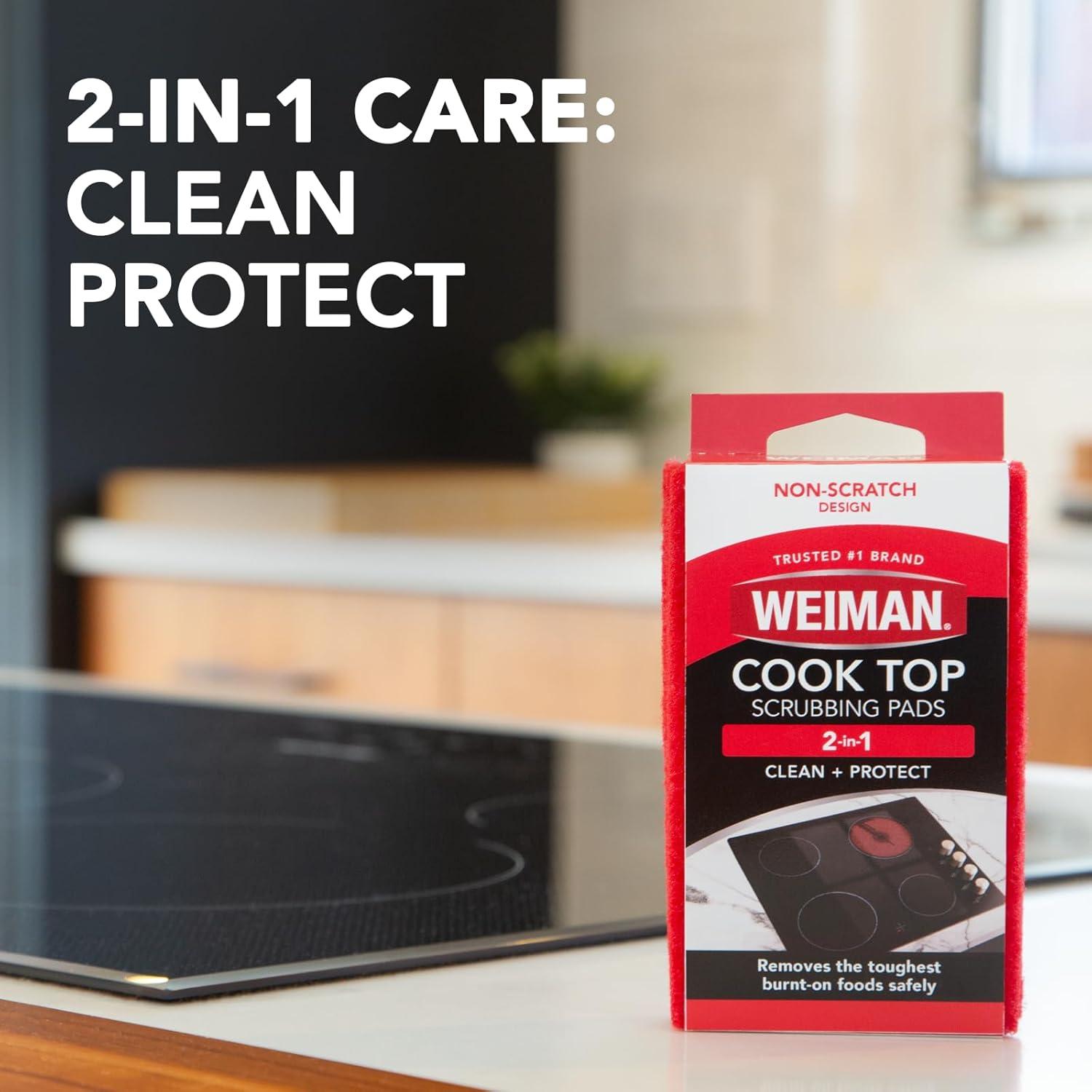 image:imageWeiman Cook Top Scrubbing Pads 3 Count 2 Pack Cuts Through the Toughest Stains Scrubbing Pads Carefully Wipe Away Residue