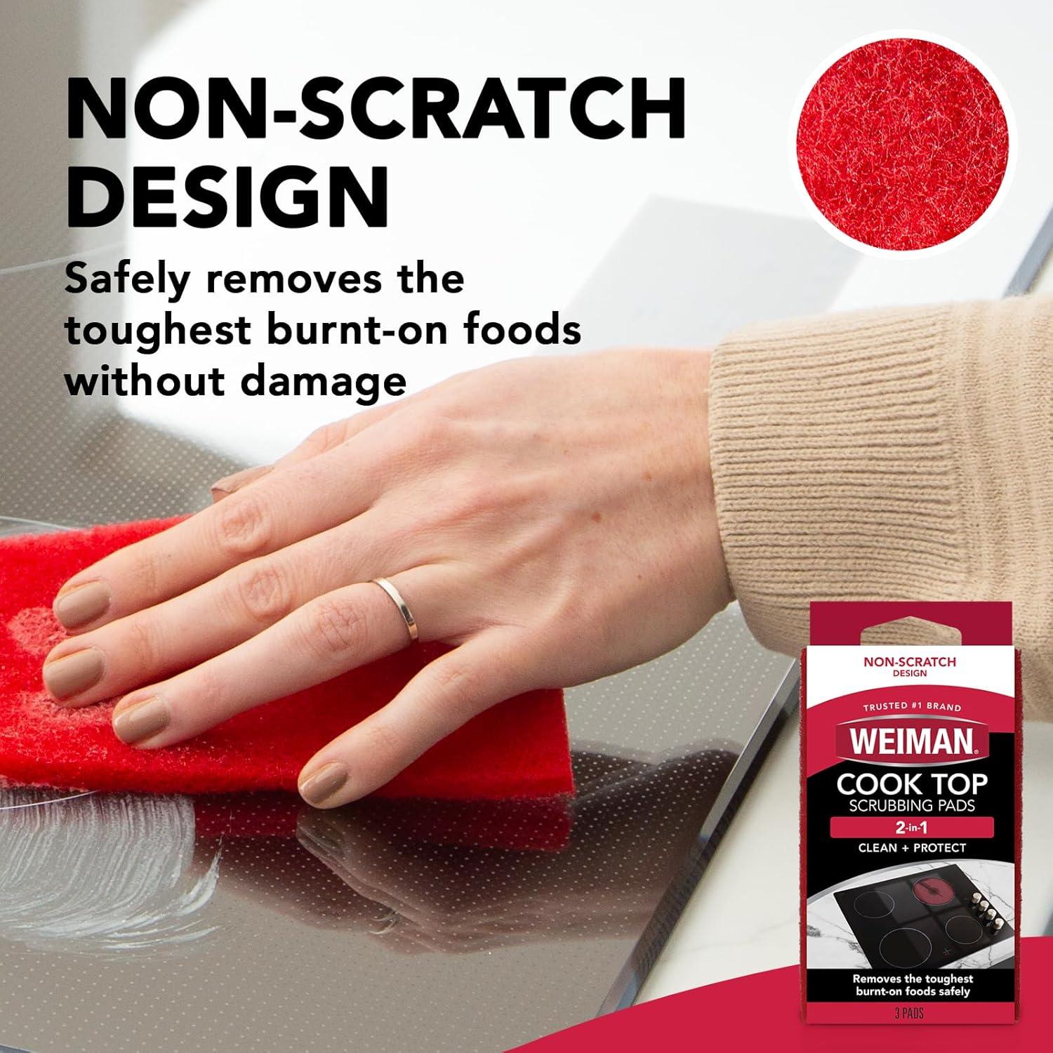 image:imageWeiman Cook Top Scrubbing Pads 3 Count 2 Pack Cuts Through the Toughest Stains Scrubbing Pads Carefully Wipe Away Residue