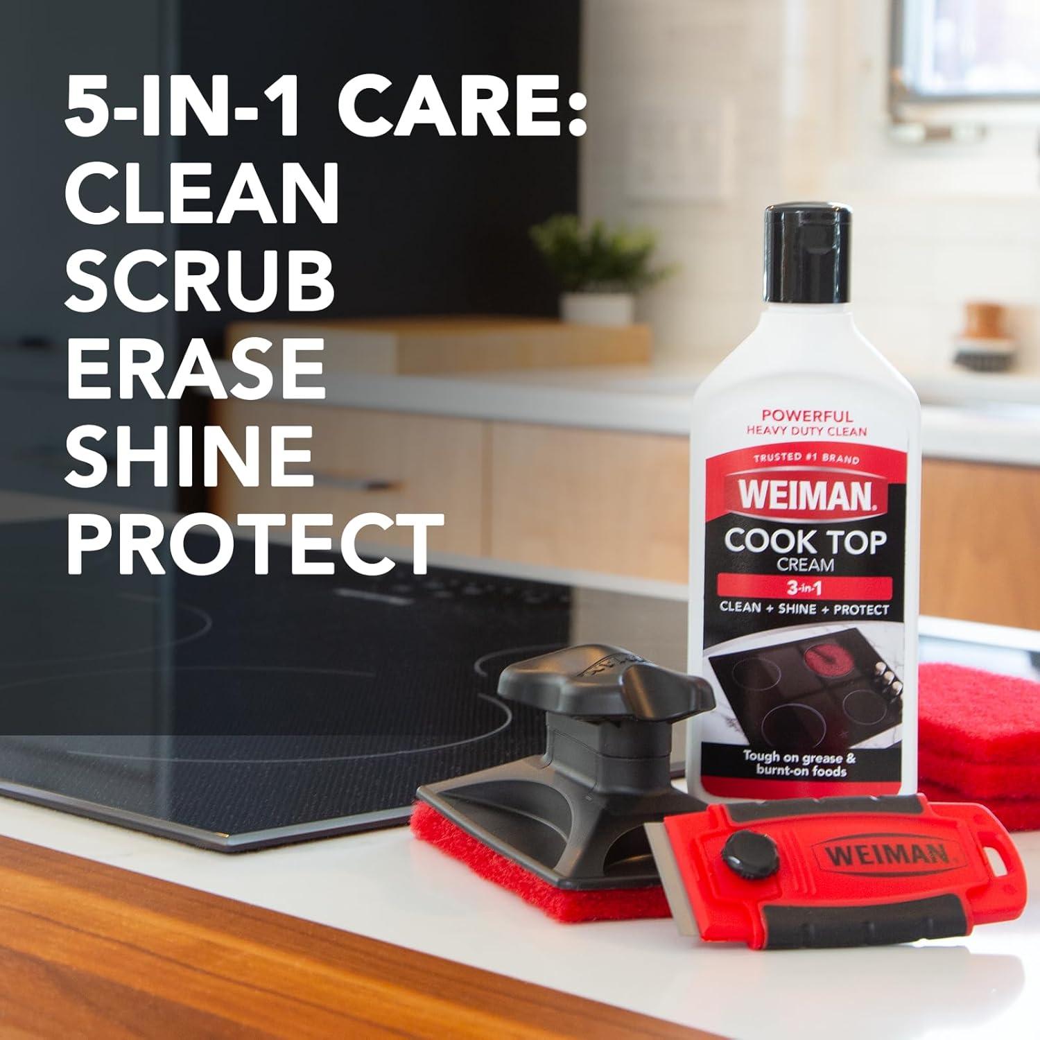image:imageWeiman Glass amp Ceramic Cooktop Stove Top amp Oven Cleaner Kit Kitchen Cleaner Cream 3 Scrubbing Pads amp Scraper for BurntOn Food amp Grease Clean Shine Safe for Induction Electric amp Gas CooktopsCleaner Kit
