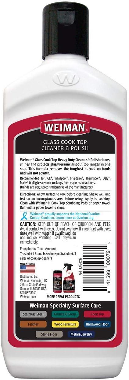 image:imageWeiman NonAbrasive No Scratch Induction Glass Ceramic Stove Cooktop Heavy Duty Cleaner and Polish 20 Ounce15 Ounce Pack of 1