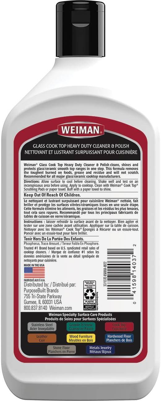 image:imageWeiman NonAbrasive No Scratch Induction Glass Ceramic Stove Cooktop Heavy Duty Cleaner and Polish 20 Ounce20 Ounce Pack of 2