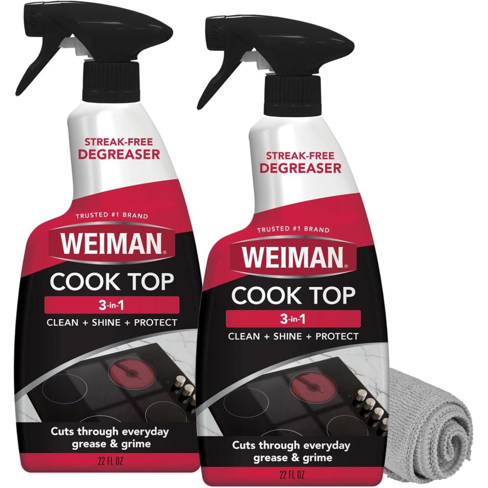 image:imageWeiman 2Pack Cooktop Cleaning Spray amp Microfiber Cloth Cooktop amp Oven Cleaner for Streak amp Residue Free NonAbrasive Degreaser Safe for Glass amp Ceramic