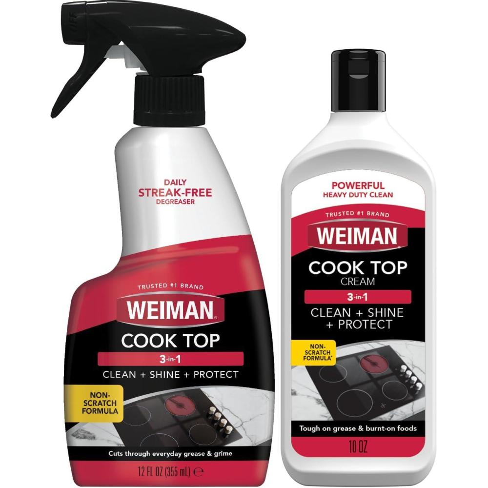 image:imageWeiman Ceramic and Glass Cooktop 10 Ounce Stove Top Daily Cleaner Kit 12 Ounce Glass Induction Cooktop Cleaning Bundle for Heavy Duty Mess Cleans Burnton Food1 Count Pack of 1