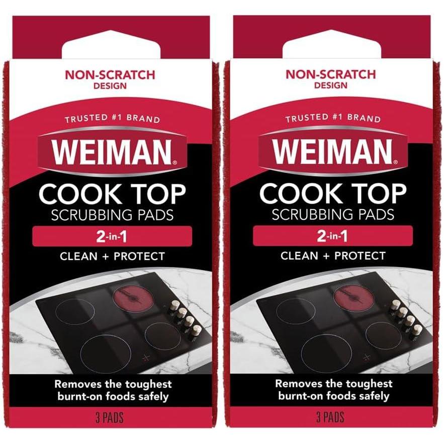 image:imageWeiman Cook Top Scrubbing Pads 3 Count 2 Pack Cuts Through the Toughest Stains Scrubbing Pads Carefully Wipe Away Residue