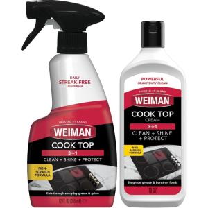 Weiman Ceramic and Glass Cooktop – 10 Ounce – Stove Top Daily Cleaner Kit – 12 Ounce – Glass Induction Cooktop Cleaning Bundle for Heavy Duty Mess Cleans Burnt-on Food(1 Count (Pack of 1))