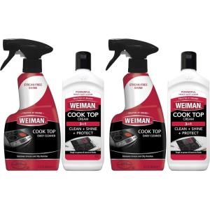 Weiman Ceramic and Glass Cooktop – 10 Ounce – Stove Top Daily Cleaner Kit – 12 Ounce – Glass Induction Cooktop Cleaning Bundle for Heavy Duty Mess Cleans Burnt-on Food(1 Count (Pack of 2))