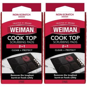 Weiman Cook Top Scrubbing Pads, 3 Count, 2 Pack Cuts Through the Toughest Stains – Scrubbing Pads Carefully Wipe Away Residue