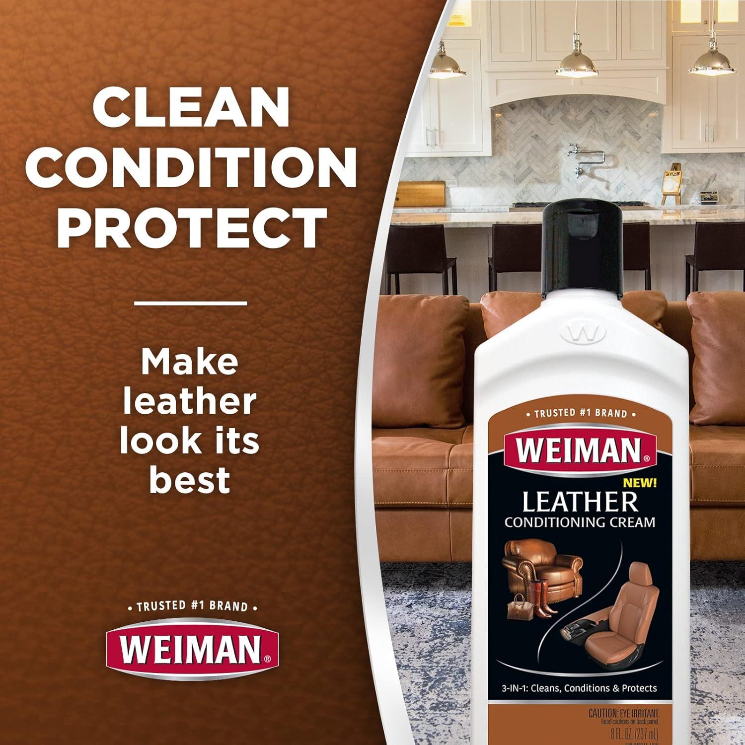 image:imageWeiman 3 in 1 Deep Leather Conditioner Cream 2 Pack Restores Leather Surfaces Use on Leather Furniture Car Seats Shoes Bags Jackets Saddles8 Fl Oz Pack of 1