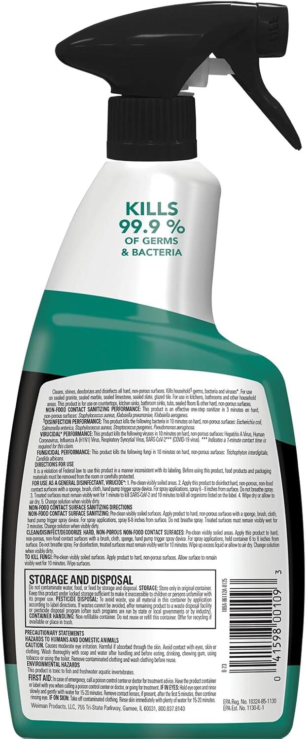image:imageWeiman Disinfectant Granite Cleaner and Polish With Microfiber Cloth Safely Clean Disinfect and Shine Granite Marble Soapstone Quartz Quartzite Slate Limestone Corian Laminate Tile Countertop