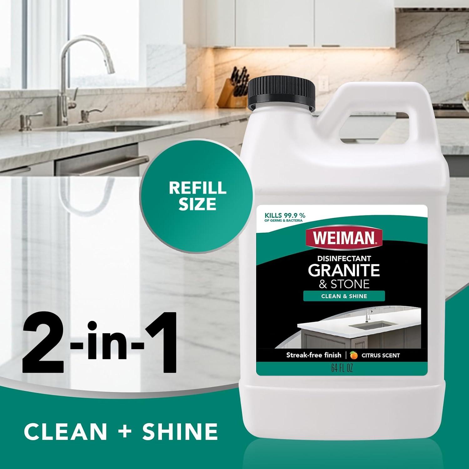 image:imageWeiman Disinfecting Granite Daily Clean amp Shine Refill 64 Oz Safely Clean Disinfect and Shine Granite Marble Soapstone Quartz Quartzite Slate Limestone Corian Laminate Tile Countertop64 Fl Oz Pack of 1