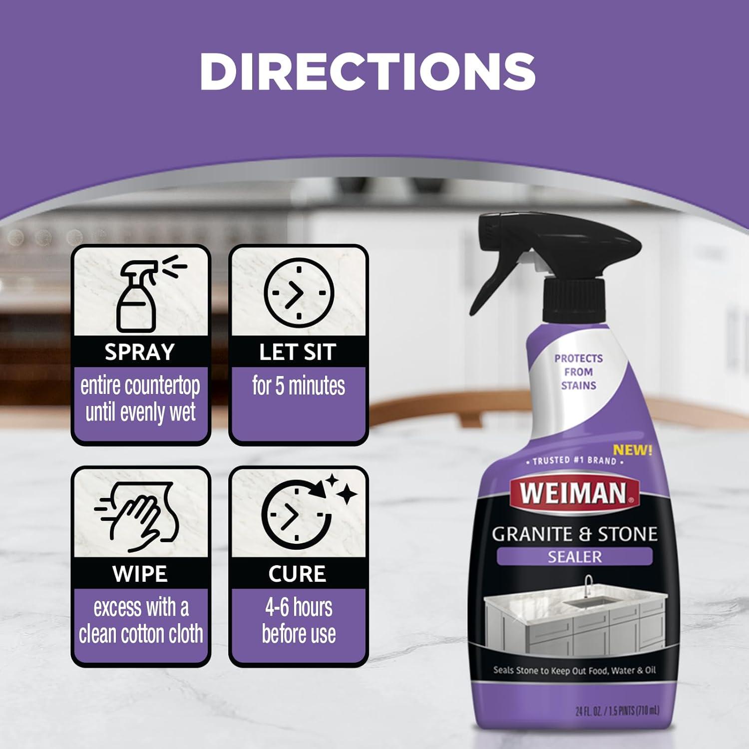 image:imageWeiman Granite amp Stone Sealer Spray Protects Kitchen Countertops Sinks Showers Vanities amp Floors From Stains For Granite Quartz Marble Tile Limestone Slate Water Based 24 oz