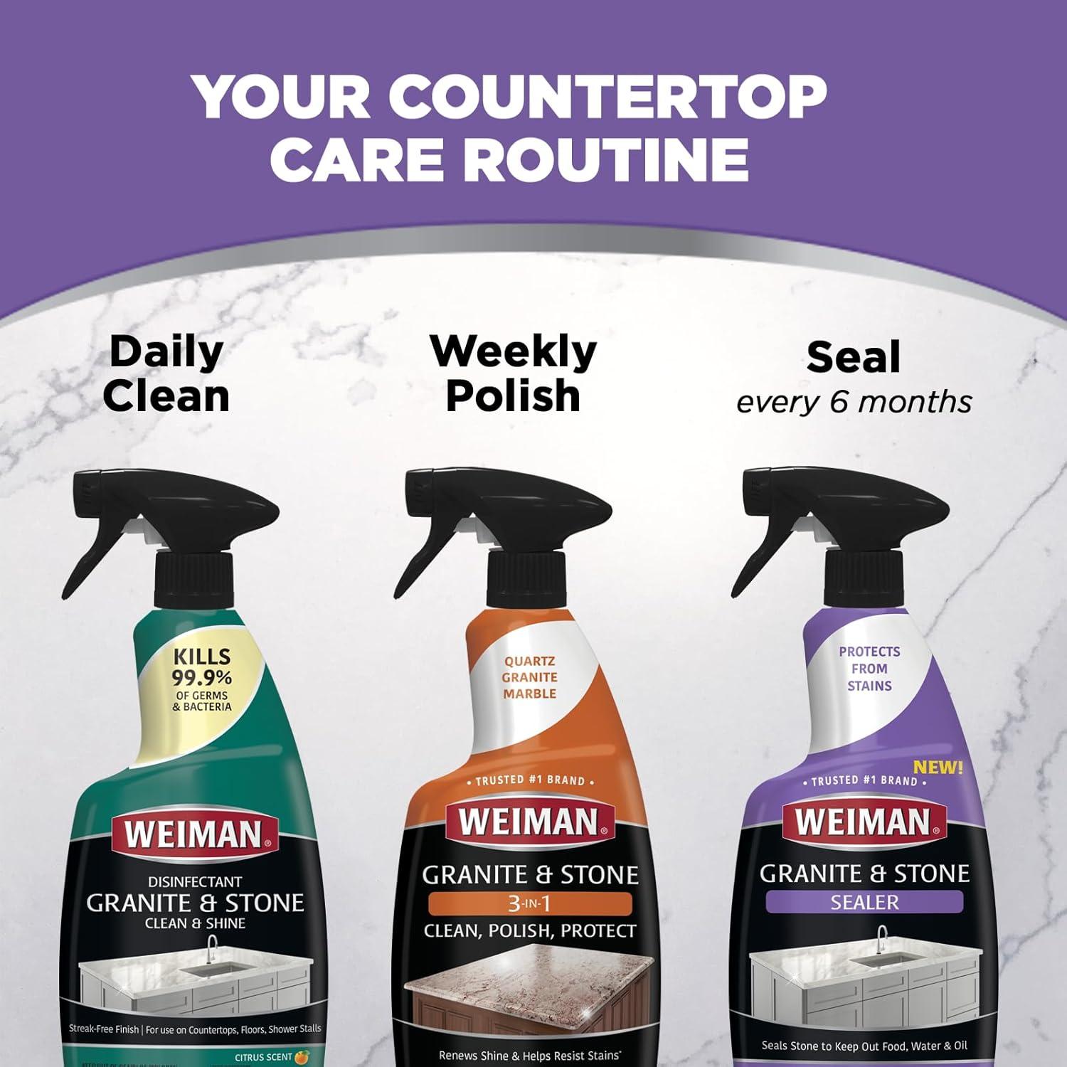 image:imageWeiman Granite amp Stone Sealer Spray Protects Kitchen Countertops Sinks Showers Vanities amp Floors From Stains For Granite Quartz Marble Tile Limestone Slate Water Based 24 oz